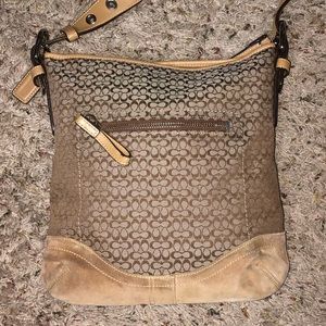 Authentic Coach tan signature C crossbody bag